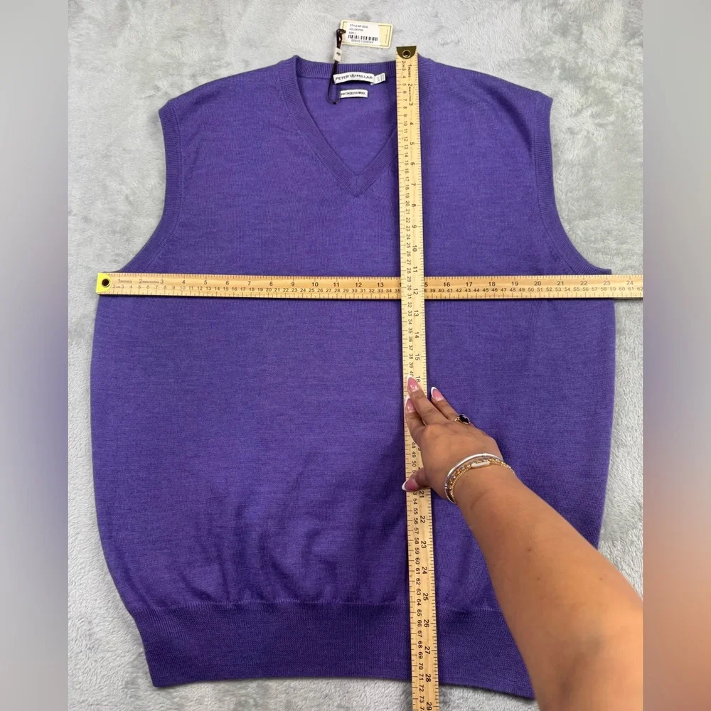 Peter Millar Vest Mens Purple V-Neck 100% Merino Wool Sweater‎ Preppy - L NWT